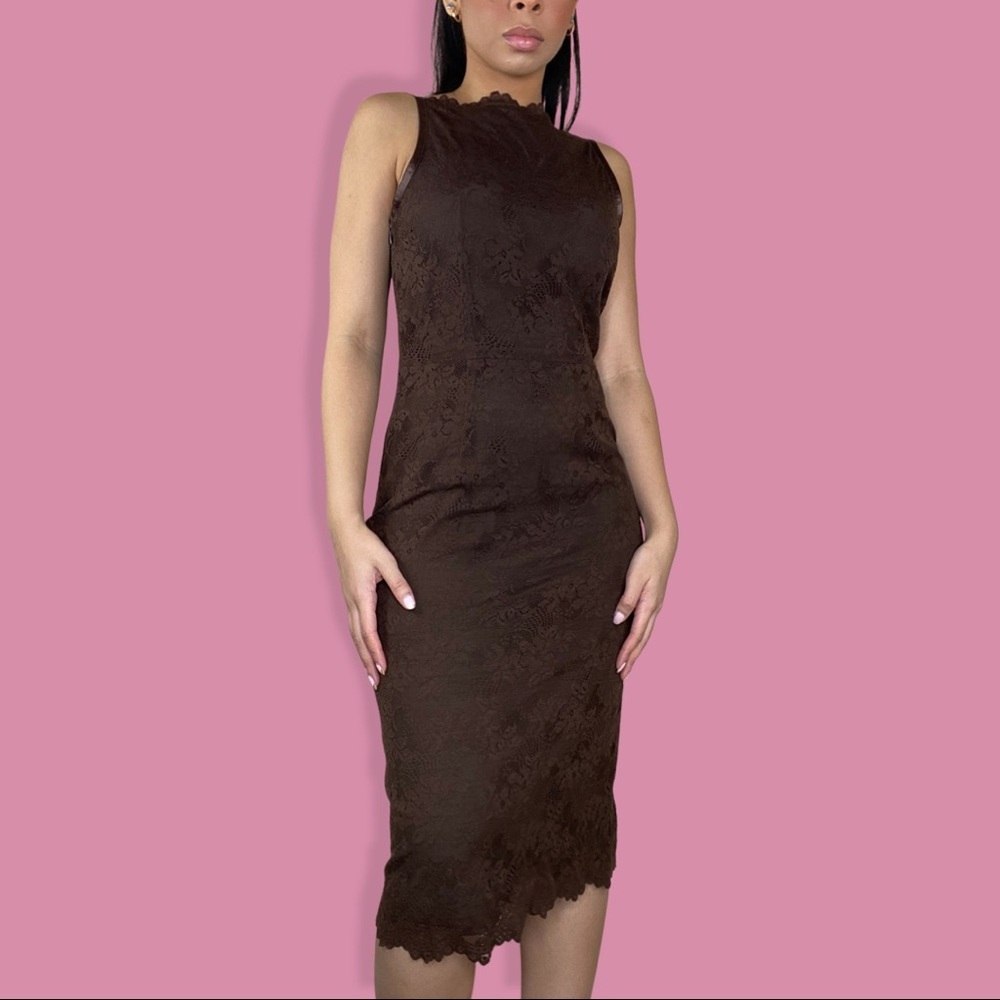High Neck Floral Lace Dress